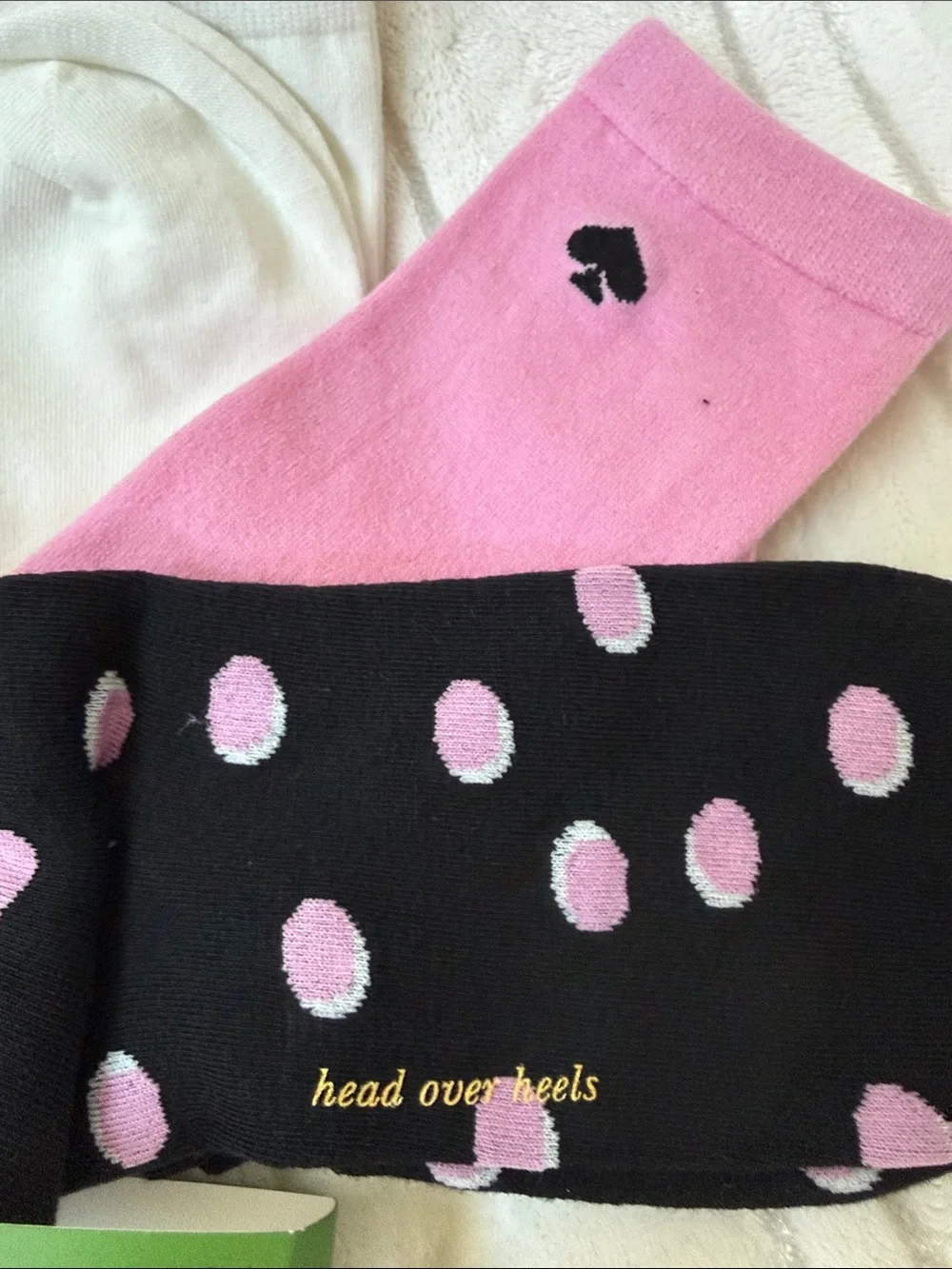 Kate Spade New York 3 Pairs Pink, Black & White Crew Sock Set